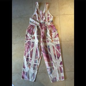 Abstract 80’s style Overalls Jumpsuit Medium